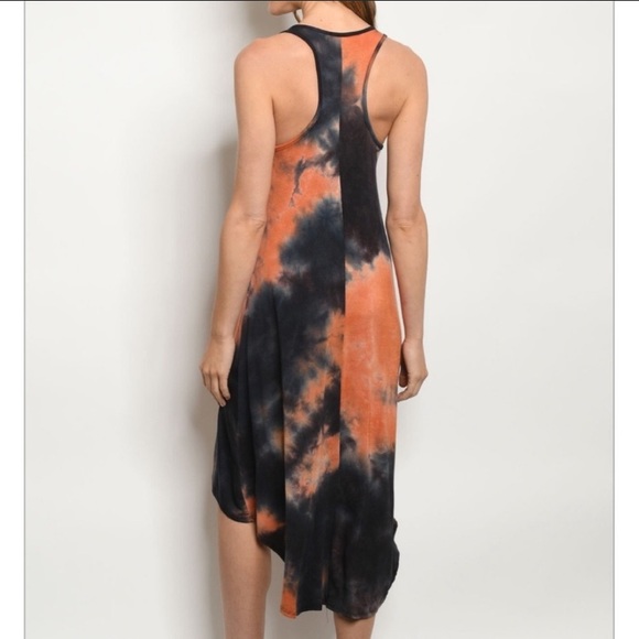 🆕LAST ONE!🛍 Coral & Charcoal Tie-Dye Hi-Lo Dress - Picture 2 of 4